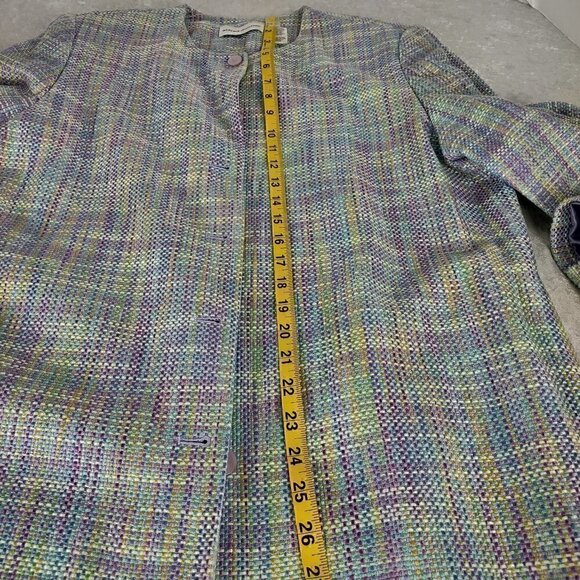 Alfred Dunner Women’s Pastel Pink Blue Tweed Button Front Blazer Size 14 - Picture 9 of 13
